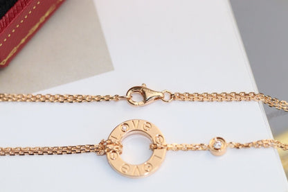 [⭐JeweliWhal]LOVE NECKLACE ADJUSTABLE ROSE GOLD 2 DIAMOND