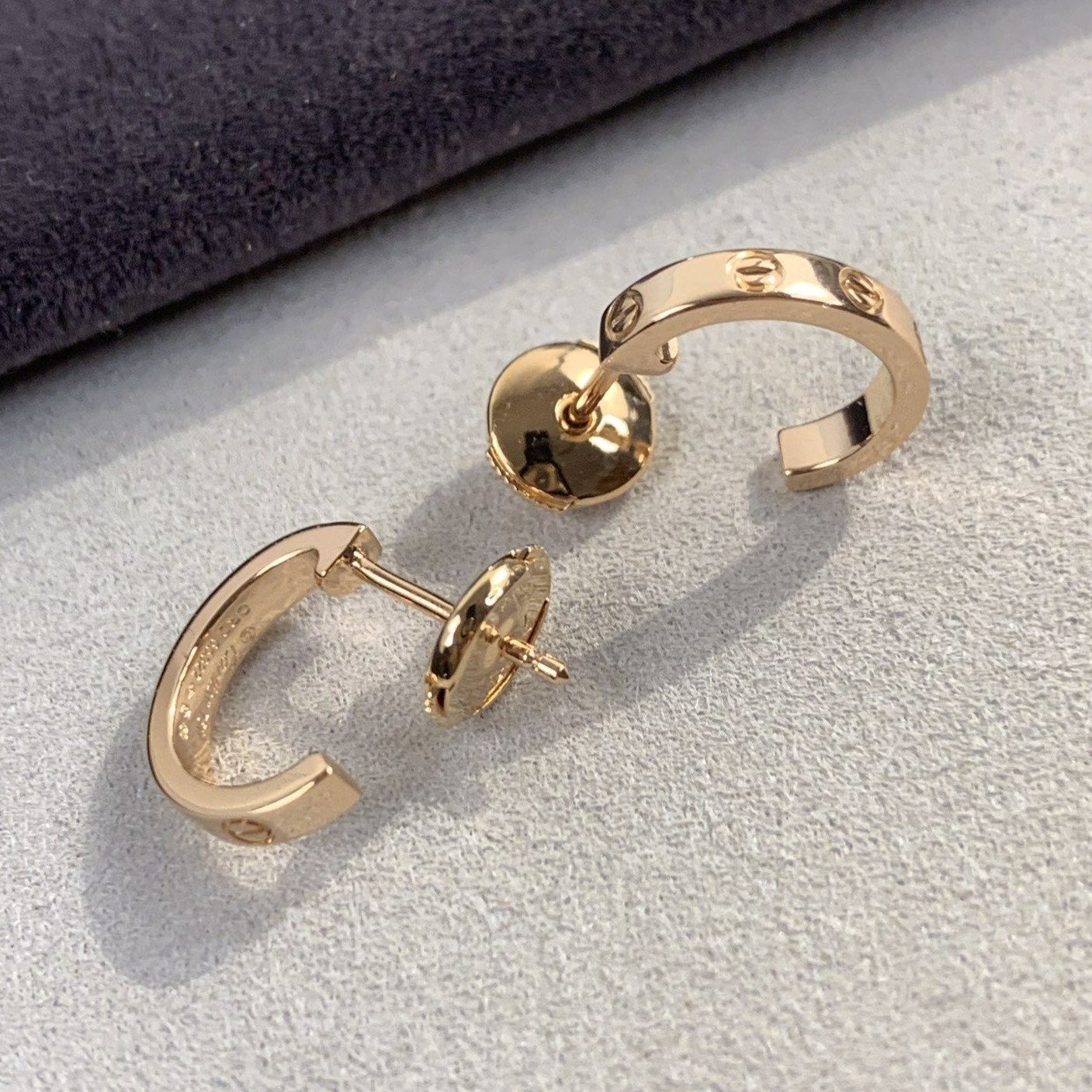 [⭐JeweliWhal]LOVE EARRINGS 2.65MM PINK GOLD