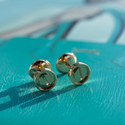 [⭐JeweliWhal]LOVE EARRINGS PINK GOLD 10MM