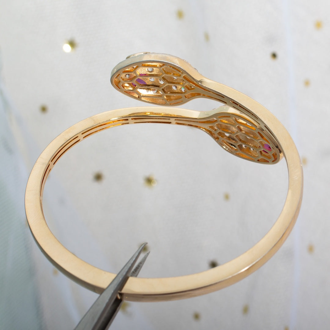 [⭐JeweliWhal]SERPENTI BRACELET PINK GOLD DIAMOND DOUBLE SNAKE