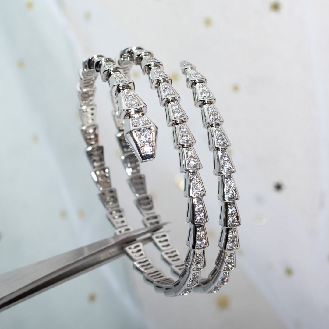 [⭐JeweliWhal]SERPENTI BRACELET SILVER DIAMOND DOUBLE ROW
