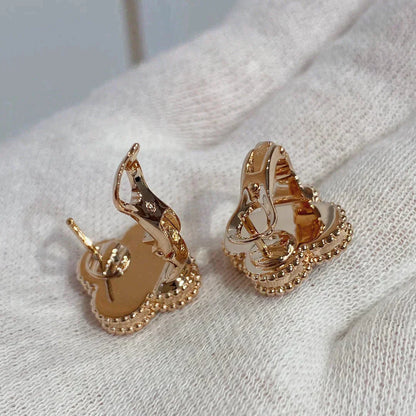 [⭐JeweliWhal]CLOVER MEDIUM 1 MOTIFS CARNELIAN  DIAMOND earrings