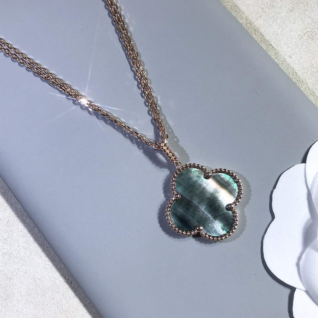 [⭐JeweliWhal]CLOVER 25MM GOLD DARK MOP BIG CLOVER NECKLACE