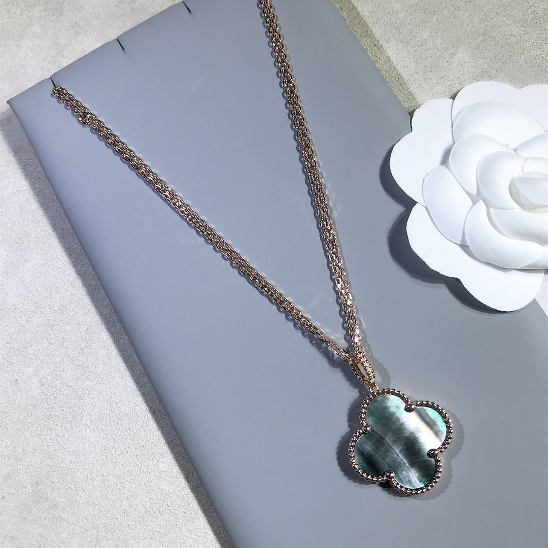 [⭐JeweliWhal]CLOVER 25MM GOLD DARK MOP BIG CLOVER NECKLACE