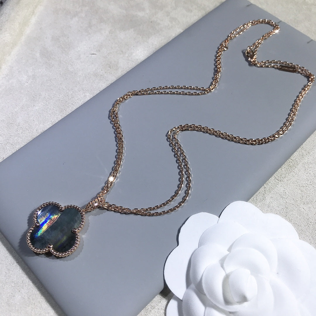 [⭐JeweliWhal]CLOVER 25MM GOLD DARK MOP BIG CLOVER NECKLACE