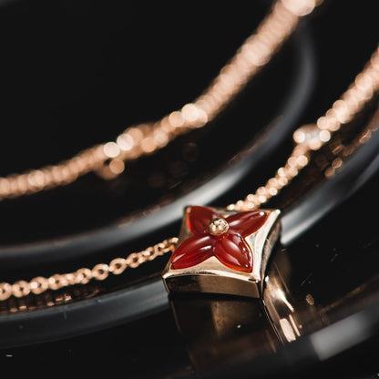 [⭐JeweliWhal]STAR NECKLACE PINK GOLD 1 DIAMOND