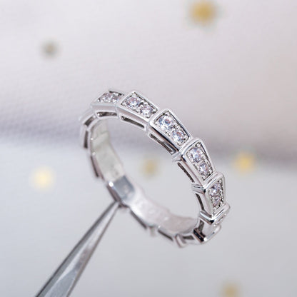 [⭐JeweliWhal]SERPENTI RING SILVER DIAMOND PAVED 3MM