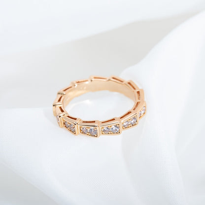 [⭐JeweliWhal]SERPENTI RING PINK GOLD DIAMOND PAVED 3MM