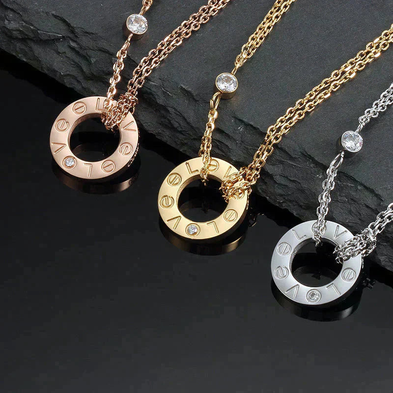 [⭐JeweliWhal]LOVE NECKLACE 16MM 2 DIAMONDS