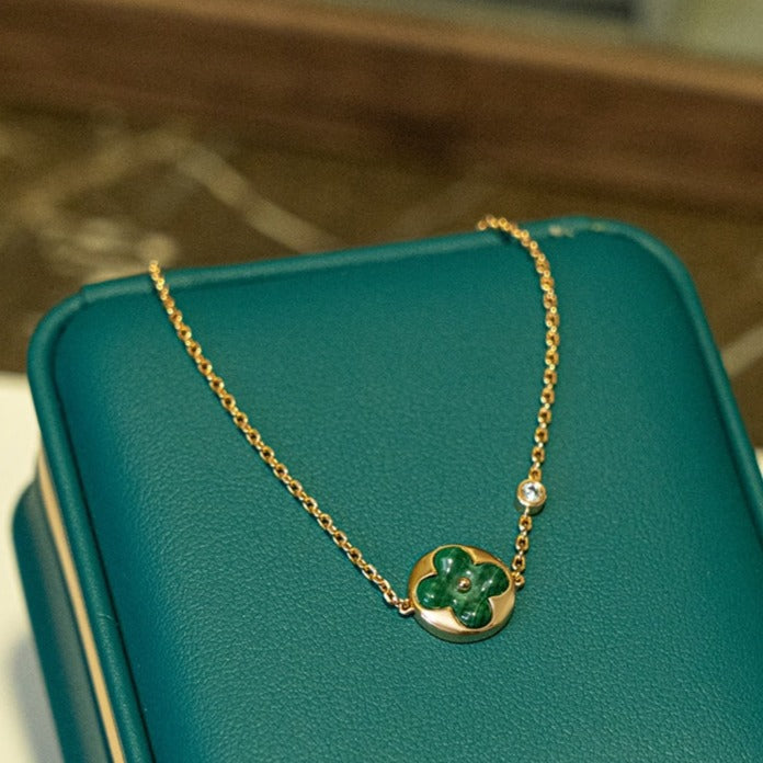 [⭐JeweliWhal]SUN MALACHITE 1 DIAMOND PINK GOLD BRACELET