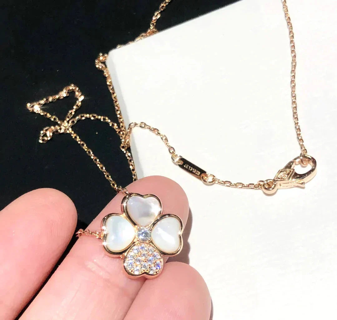[⭐JeweliWhal]CLOVER MOP DIAMOND ROSE GOLD NECKLACE