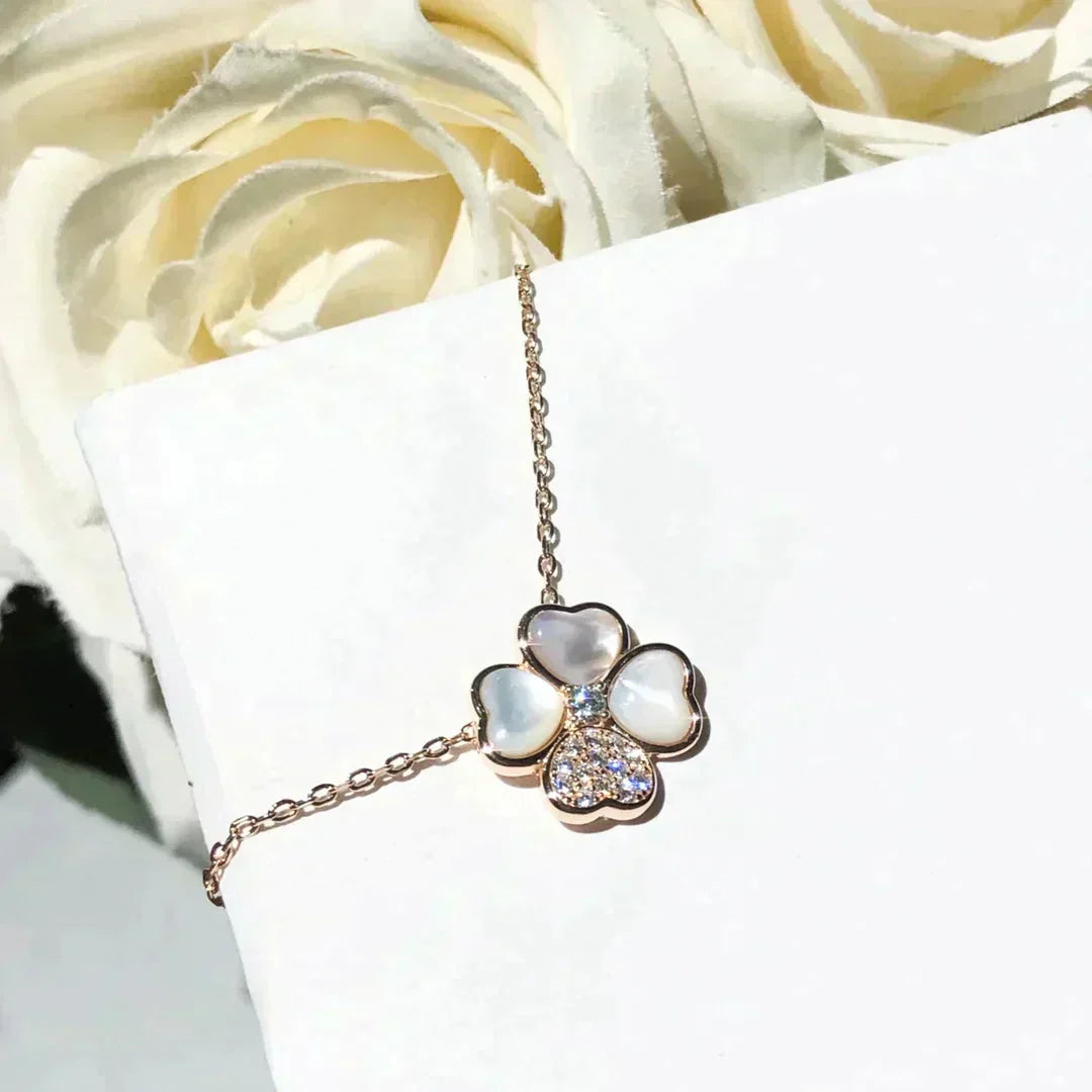 [⭐JeweliWhal]CLOVER MOP DIAMOND ROSE GOLD NECKLACE