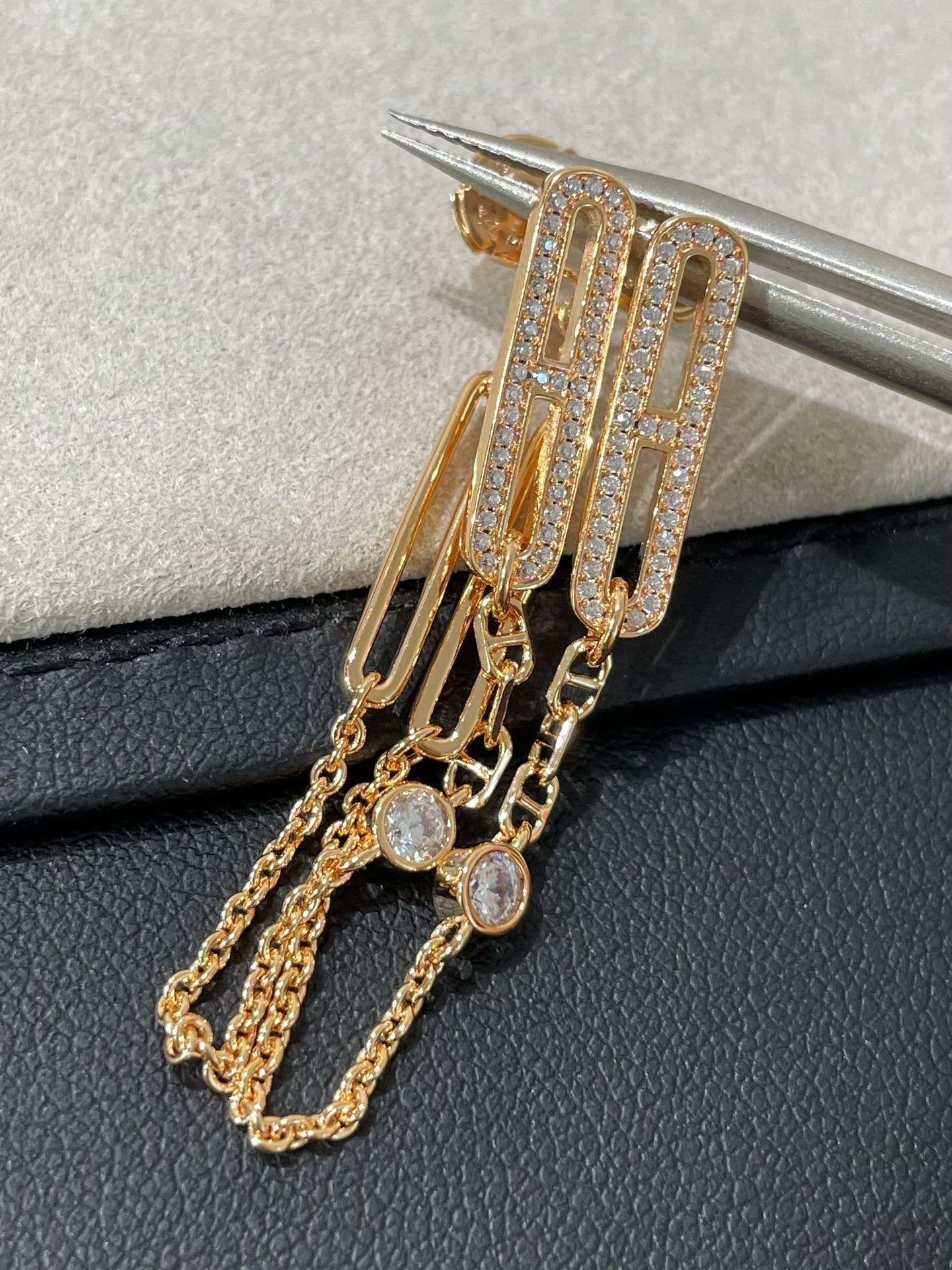 [⭐JeweliWhal]CHAINE CHAOS DIAMOND DROP EARRINGS