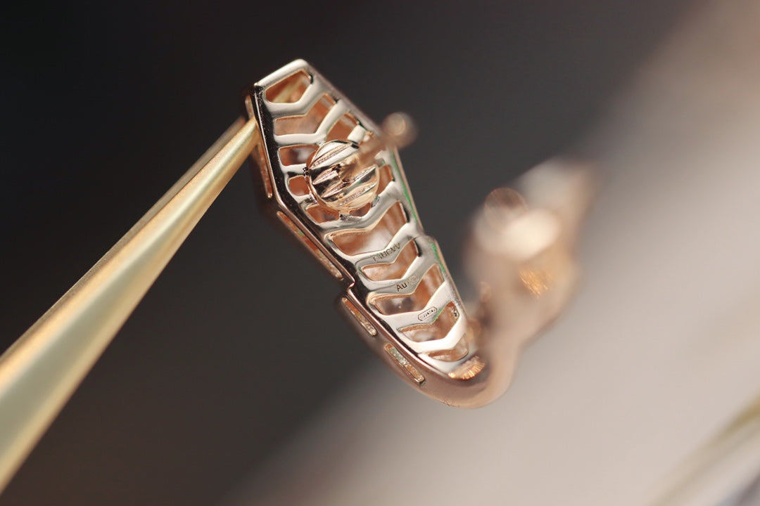 [⭐JeweliWhal]SERPENT PINK GOLD DIAMOND EARRINGS