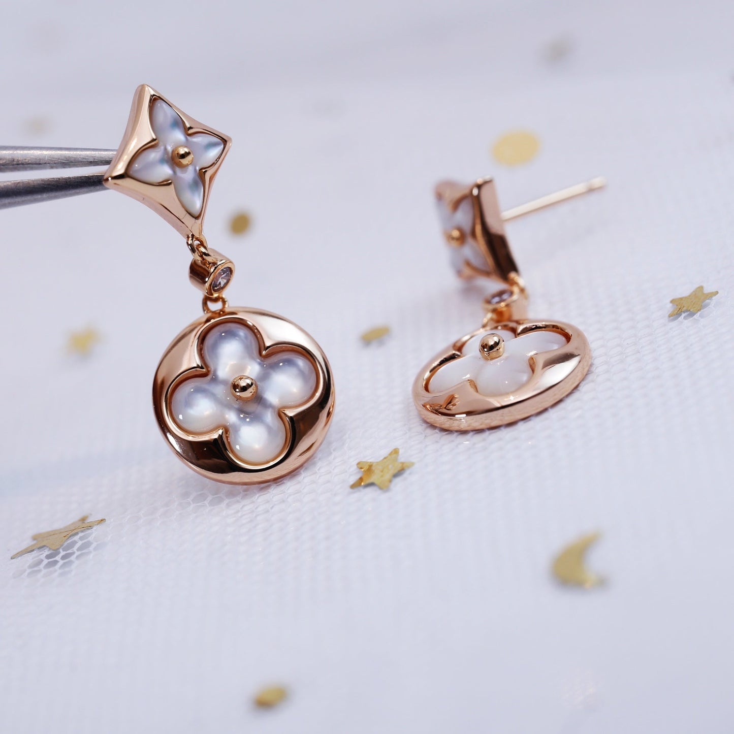 [⭐JeweliWhal]STAR AND SUN PINK GOLD MOP DROP EARRINGS