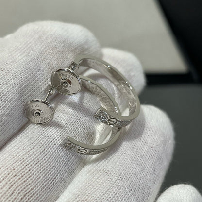 [⭐JeweliWhal]LOVE DIAMOND SILVER HOOP EARRINGS