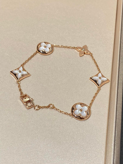 [⭐JeweliWhal]STAR AND SUN 5 MOTIF MOP PINK GOLD BRACELET