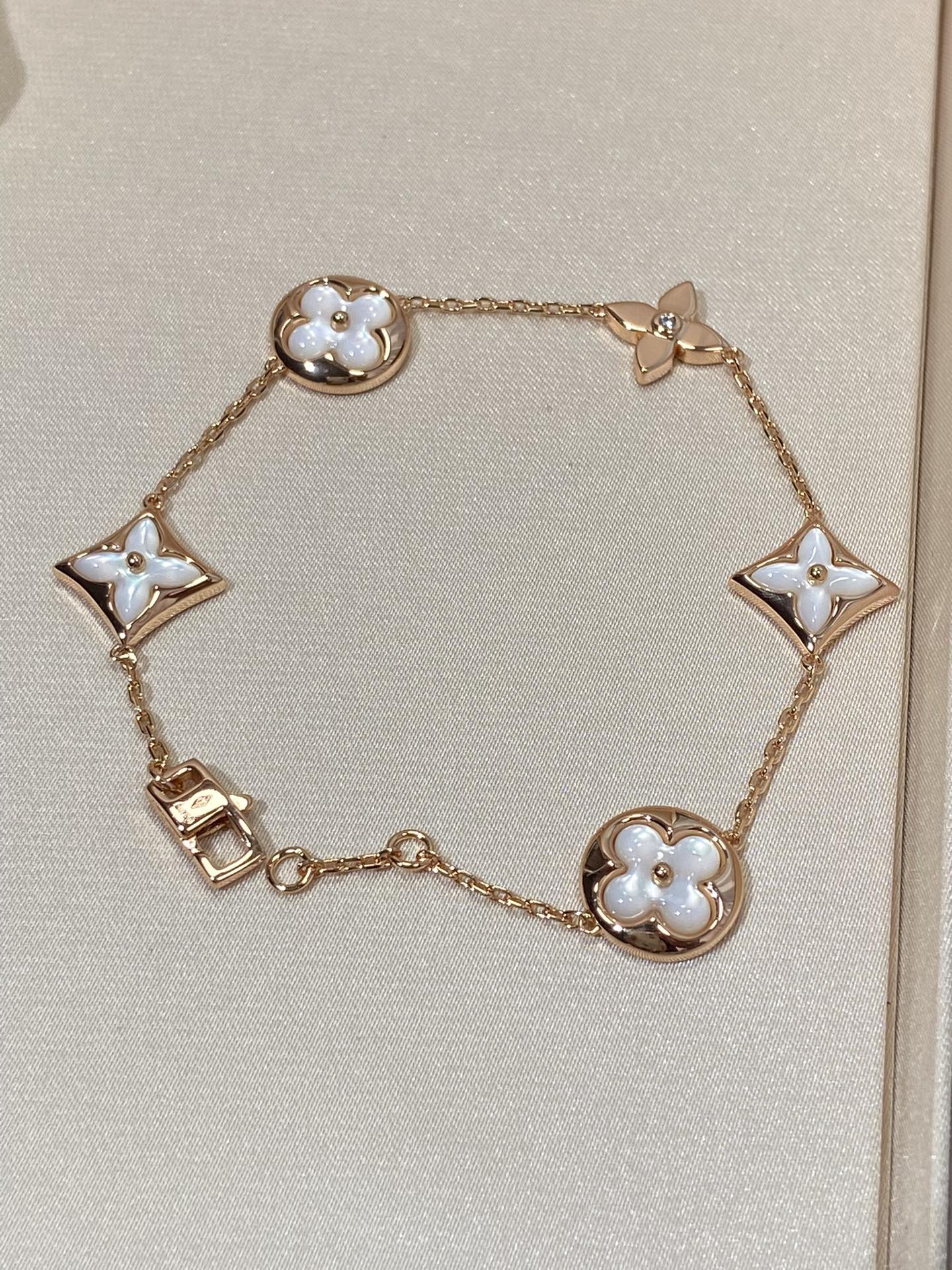 [⭐JeweliWhal]STAR AND SUN 5 MOTIF MOP PINK GOLD BRACELET