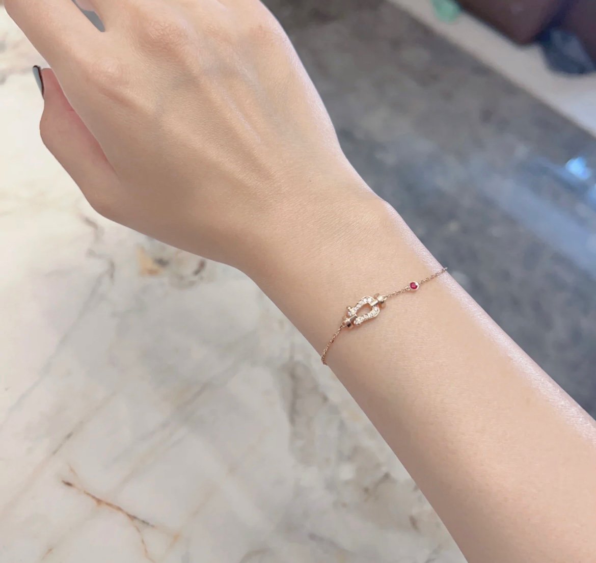 [⭐JeweliWhal]FORCE 10 DIAMOND CHAIN LINK PINK GOLD BRACELET