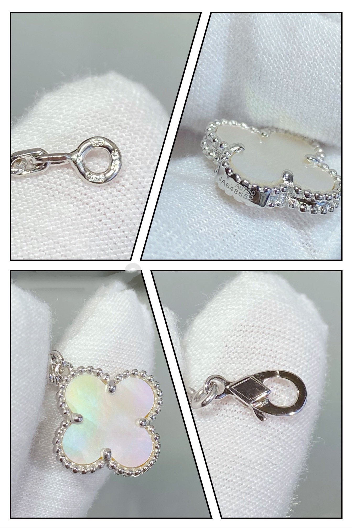 [⭐JeweliWhal]CLOVER 5 MOTIF WHITE MOP SILVER BRACELET