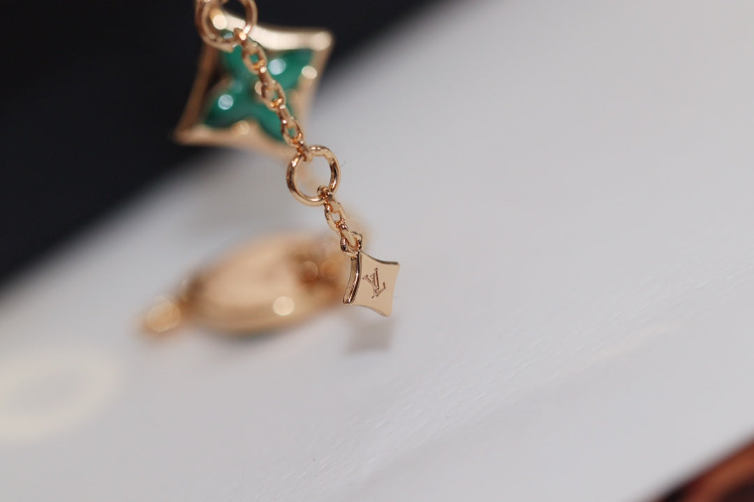 [⭐JeweliWhal]STAR AND SUN 4 MOTIF PINK GOLD MALACHITE BRACELET