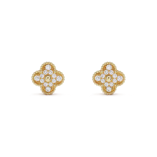 [⭐JeweliWhal]CLOVER MEDIUM 1 MOTIFS FUll DIAMOND EARRINGS