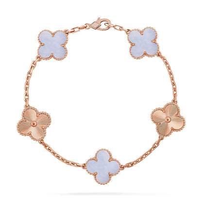 [⭐JeweliWhal] CLOVER 5 MOTIF PURPLE CHALCEDONY BRACELET COLLECTION