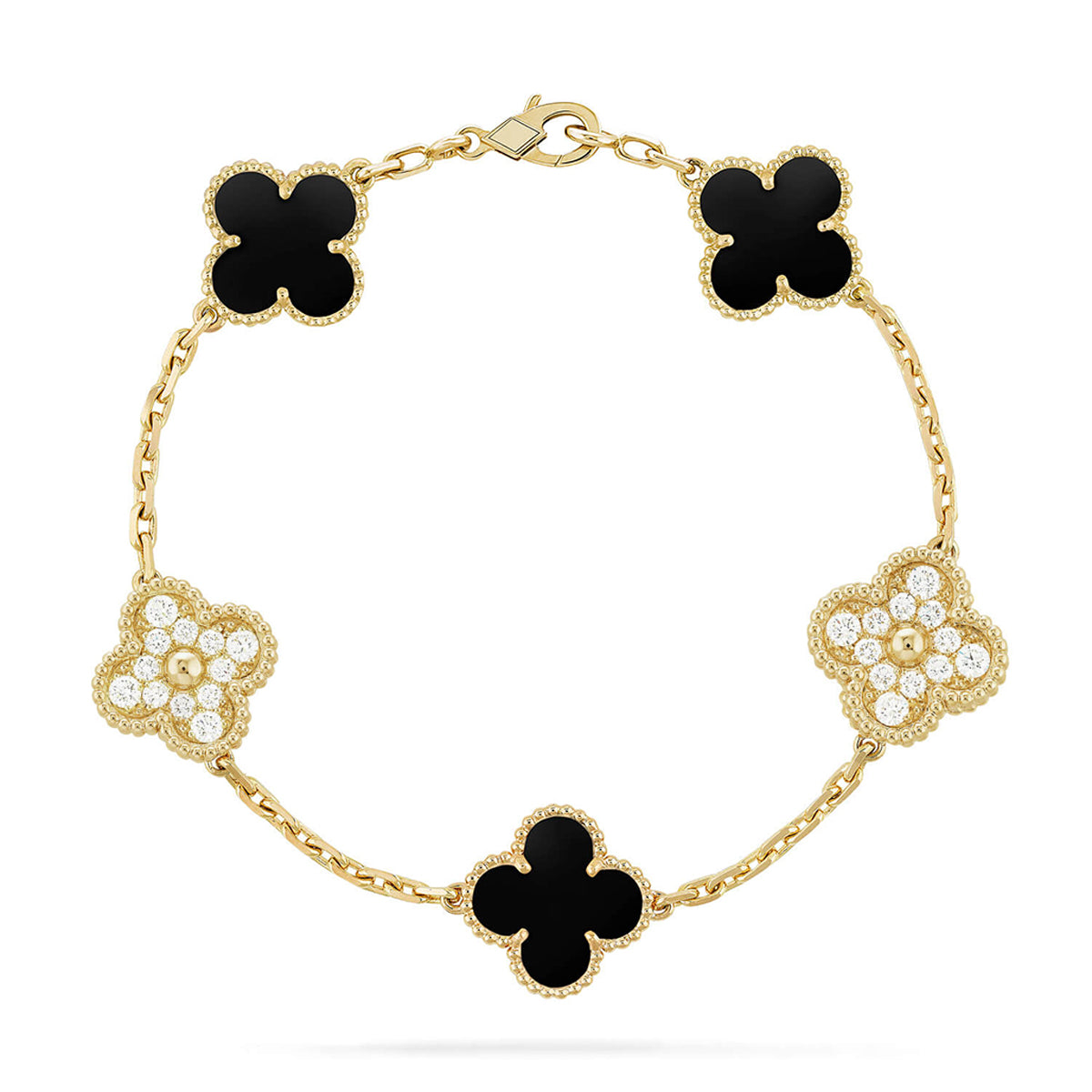 [⭐JeweliWhal] CLOVER 5 MOTIF ONYXS BRACELET COLLECTION