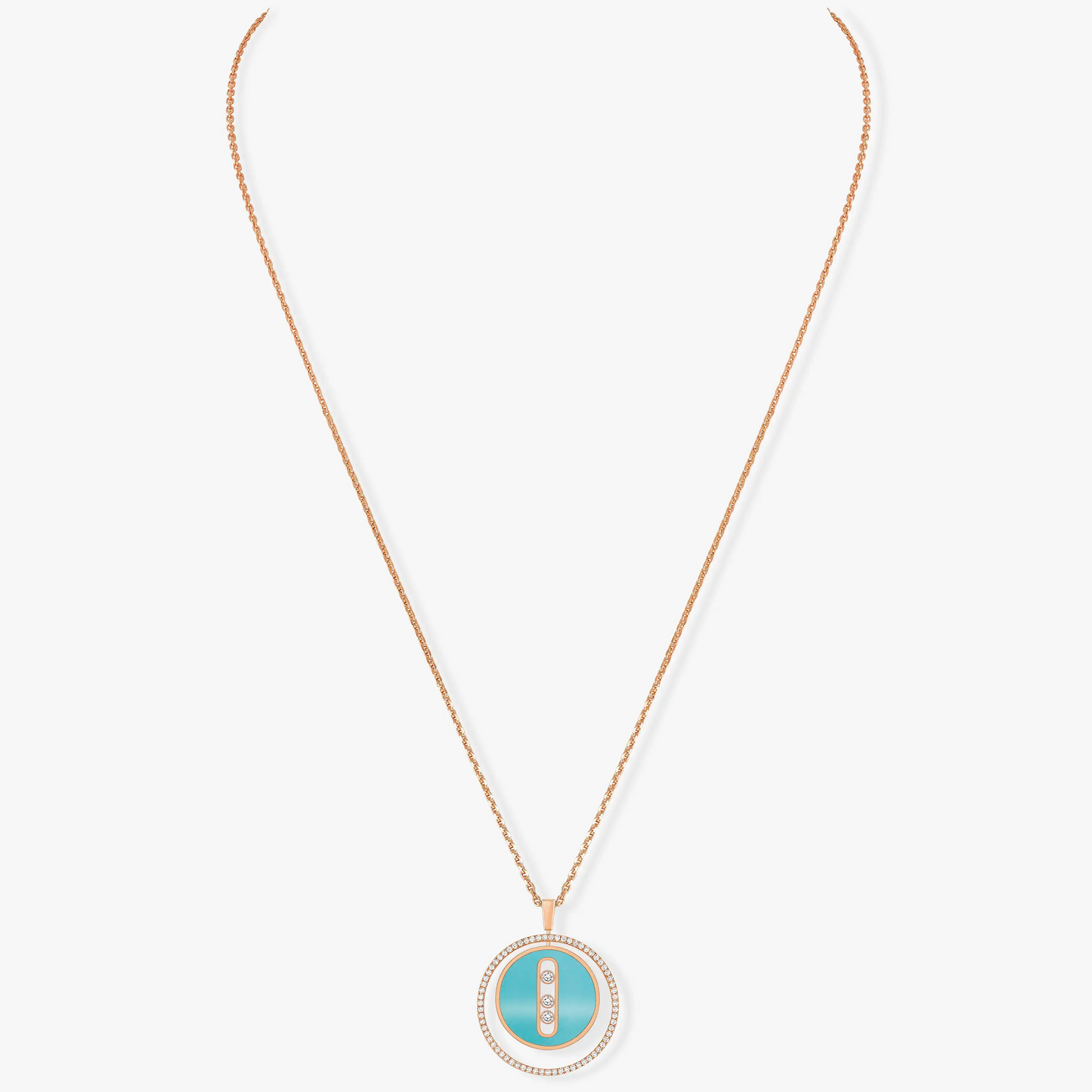 [⭐JeweliWhal]Demo MOVE 3 DIAMONDS TURQUOISE PINK GOLD DIAMOND NECKLACE