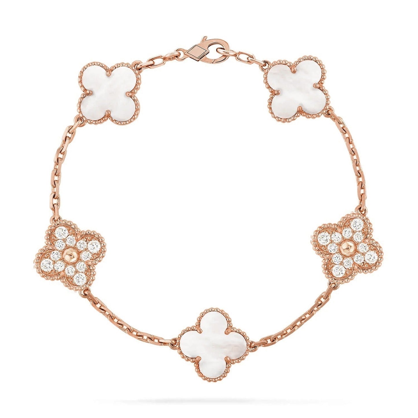 [⭐JeweliWhal]CLOVER WHITE PEARL MOP 5 MOTIF BRACELET COLLECTION