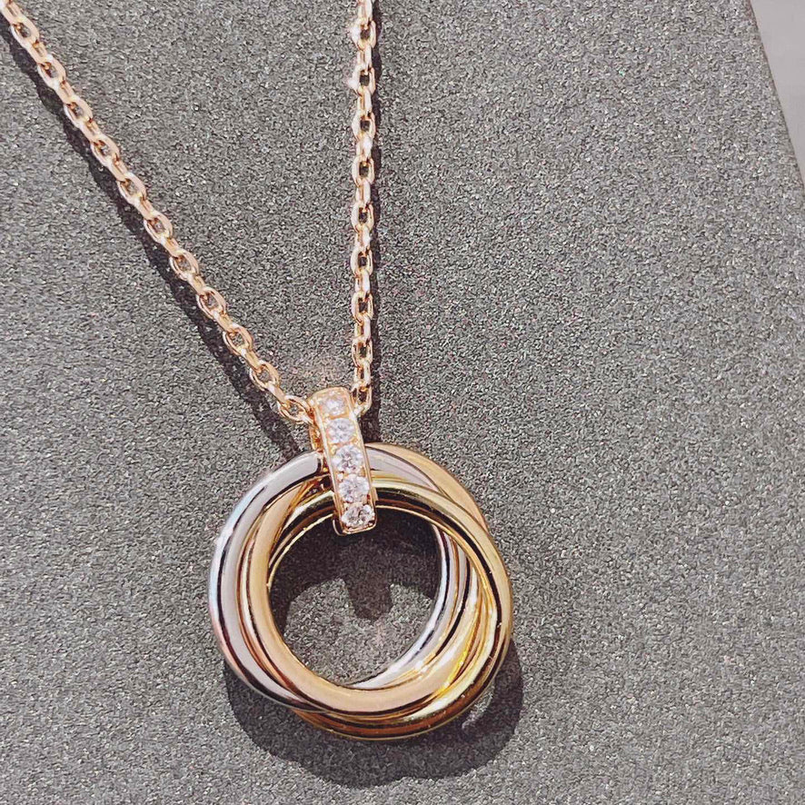[⭐JeweliWhal]TRINITY NECKLACE GOLD  DIAMONDS