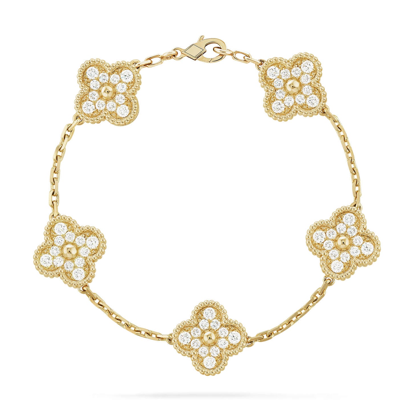 [⭐JeweliWhal] CLOVER 5 MOTIF FULL DIAMOND BRACELET COLLECTION