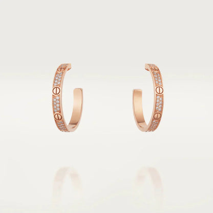 [⭐JeweliWhal]LOVE DIAMOND PINK GOLD HOOP EARRINGS