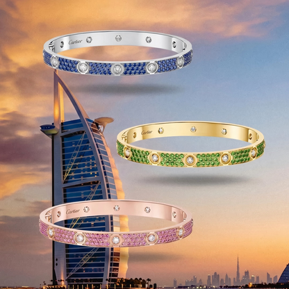 [⭐Jeweliwhal]2026 PAVE GEMSTONE LOVE BRACELET 6.1MM 10 DIAMONDS