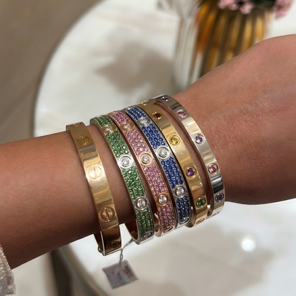 [⭐Jeweliwhal]2026 PAVE GEMSTONE LOVE BRACELET 6.1MM 10 DIAMONDS