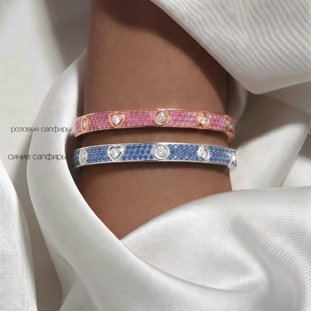[⭐Jeweliwhal]2026 PAVE GEMSTONE LOVE BRACELET 6.1MM 10 DIAMONDS