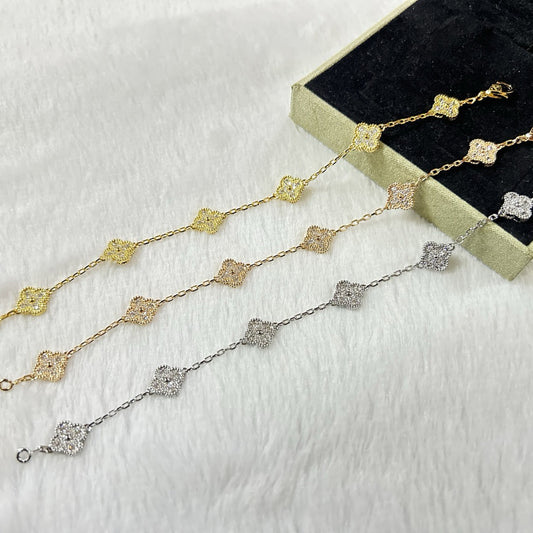 [⭐JeweliWhal]CLOVER 6 MOTIF DIAMOND BRACELET