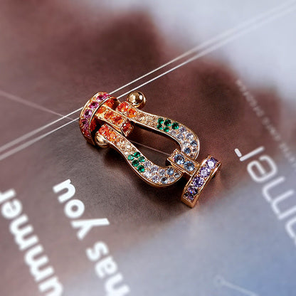 [⭐JeweliWhal]FORC LARGE HORSESHOE  COLORED DIAMOND BRACELET SILVER