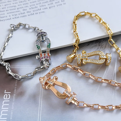 [⭐JeweliWhal]FORCE LARGE HORSESHOE CLASP  METAL BRACELET