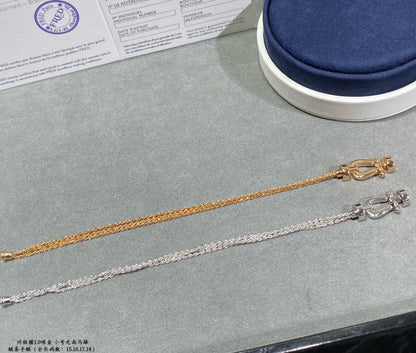 [⭐JeweliWhal]FORCE SMALL HORSESHOE  DIAMOND CHAIN ROPE BRACELET