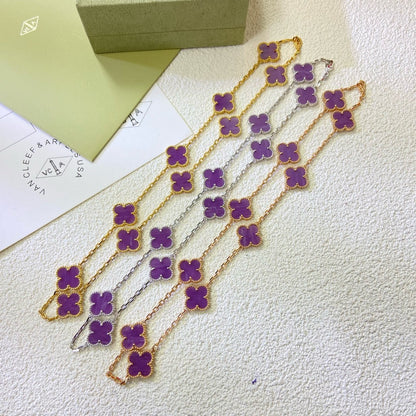 [⭐JeweliWhal Jewelry]CLOVER 10 MOTIFS  PURPLE VIOLET  NECKLACE