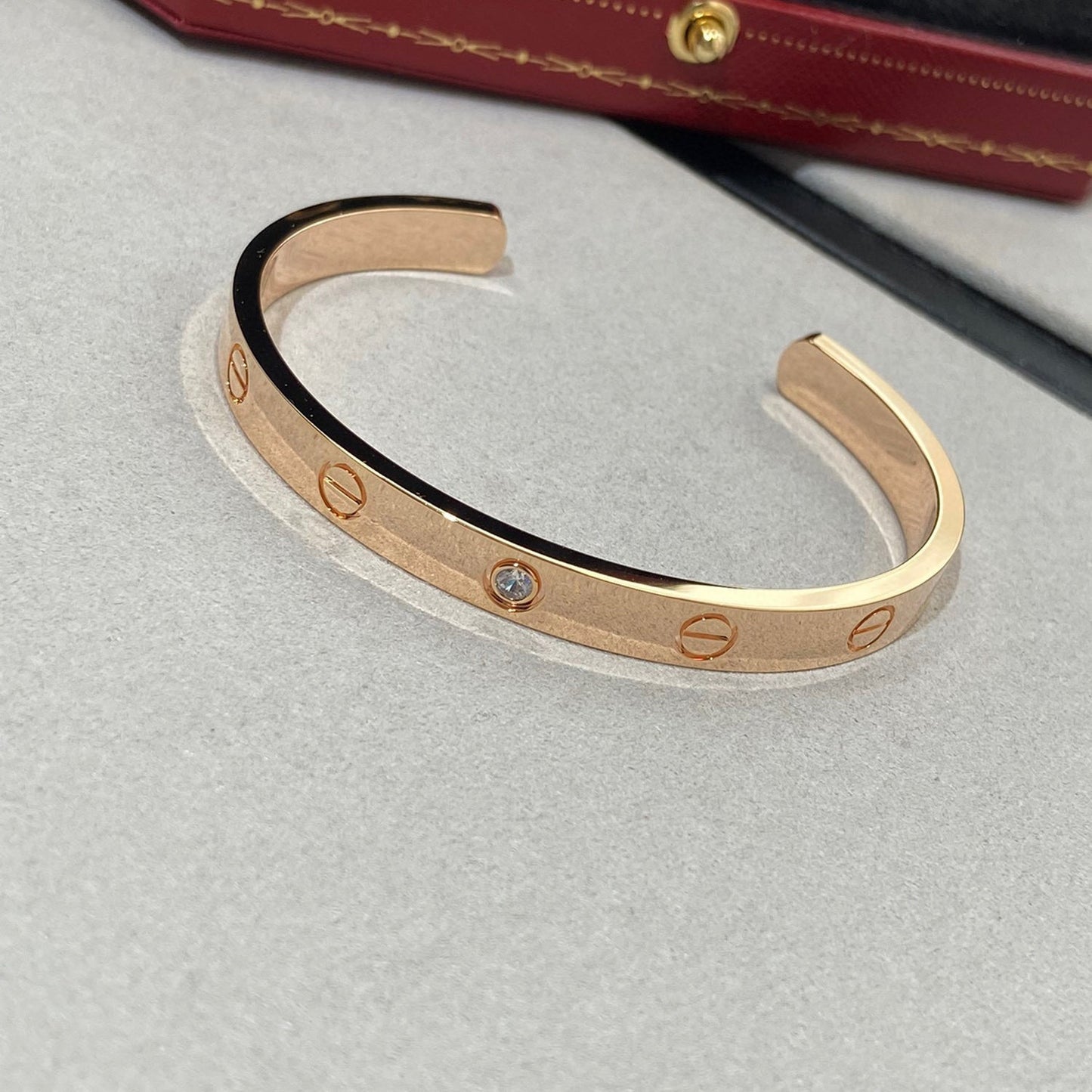 [⭐JeweliWhal]LOVE BRACELET 6.1MM 1 DIAMOND OPEN CUFF