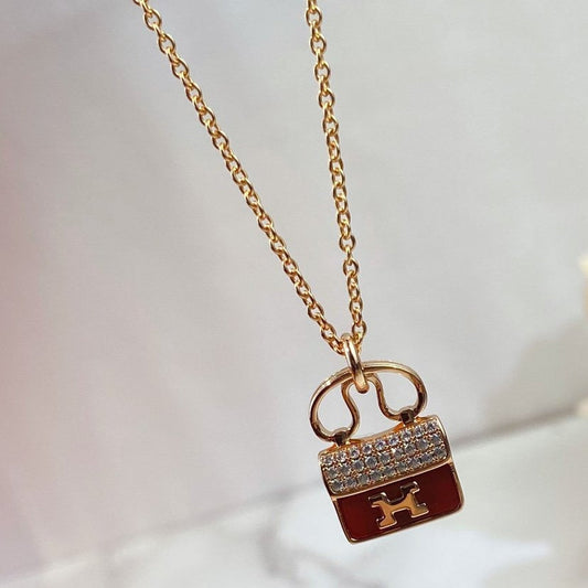 [⭐JeweliWhal]CONSTANCE RED PEDANT PINK GOLD NECKLACE