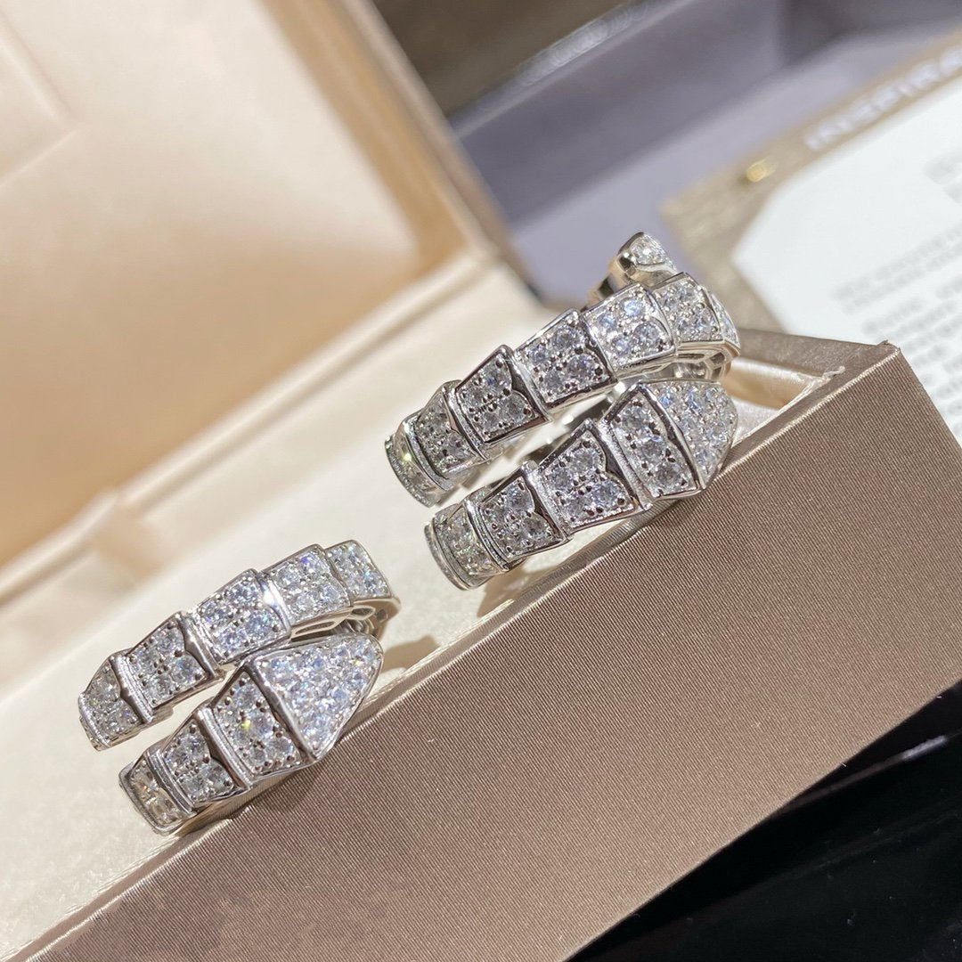 [⭐JeweliWhal]SERPENTI DOUBLE RING SILVER DIAMOND PAVED