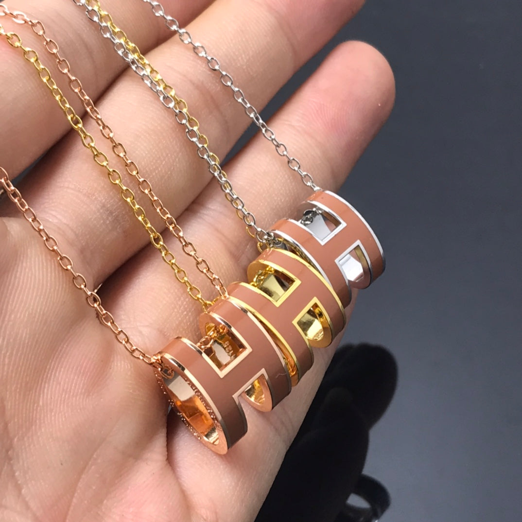 [⭐JeweliWhal]H NECKLACE BROWN