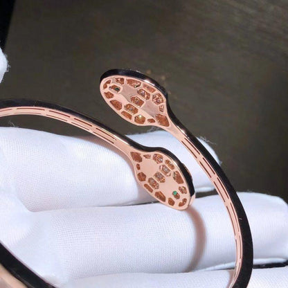 [⭐JeweliWhal]SERPENTI BRACELET PINK GOLD MALACHITE DIAMOND DOUBLE SNAKE