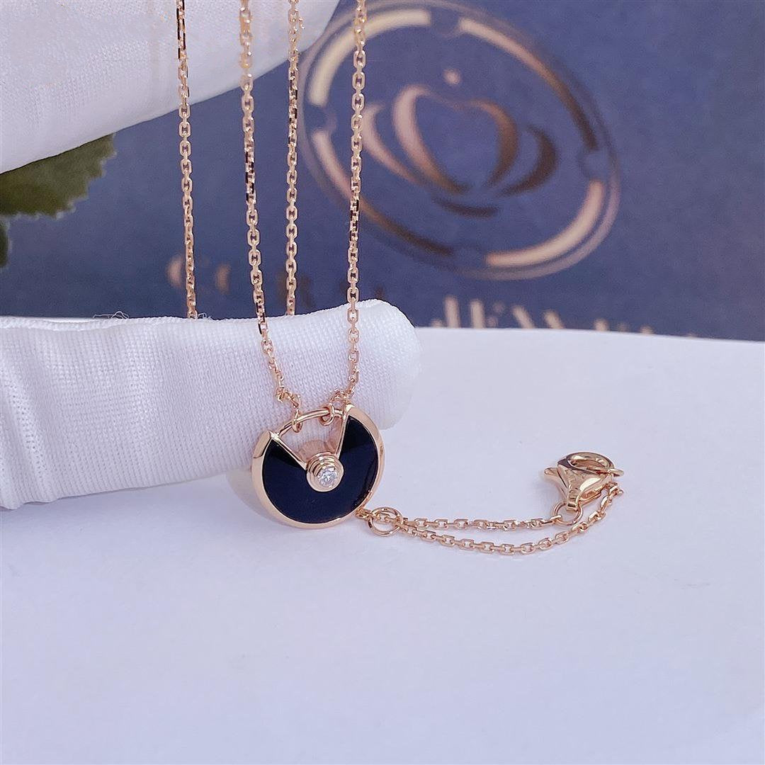 [⭐JeweliWhal]AMULETTE ROSE GOLD ONYX NECKLACE