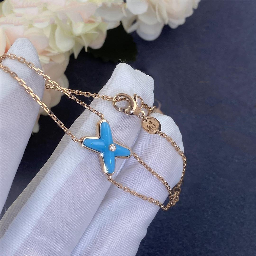 [⭐JeweliWhal]JEUX BRACELET TURQUOISE PINK GOLD 1 DIAMOND