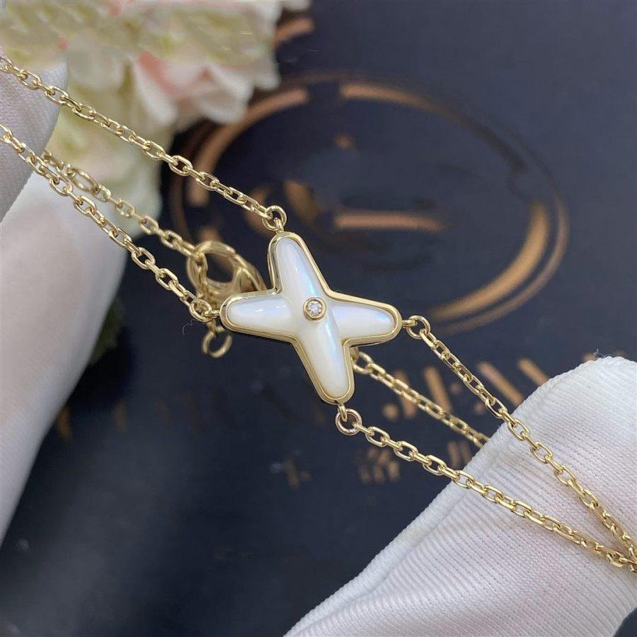 [⭐JeweliWhal]JEUX BRACELET WHITE MOP GOLD 1 DIAMOND