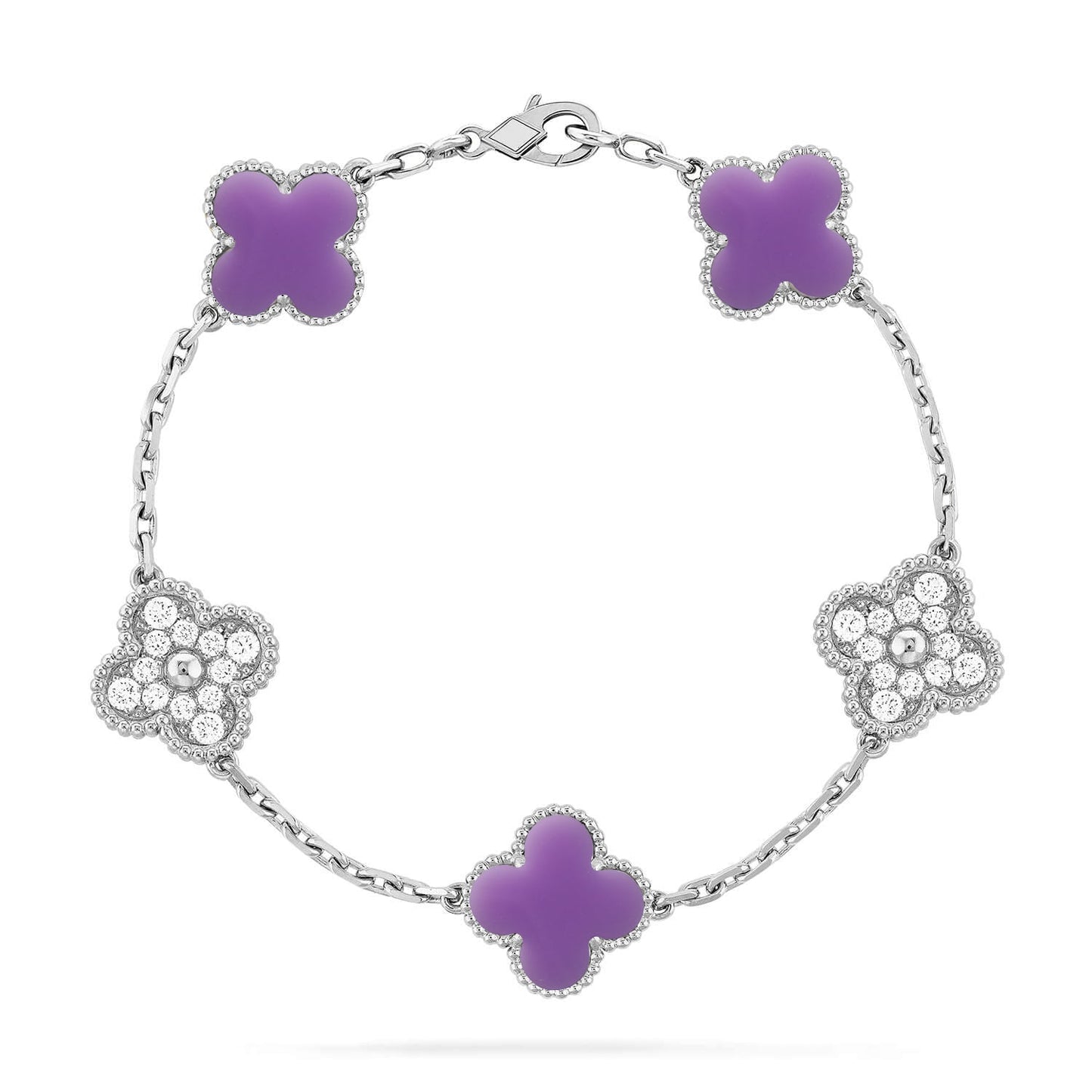 [⭐JeweliWhal]CLOVER 5 MOTIF LIGHT PURPLE BRACELET COLLECTION